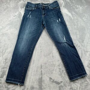 Kut From The Kloth Angle Straight Jeans Womens Size 4 Raw Hem Distressed Blue